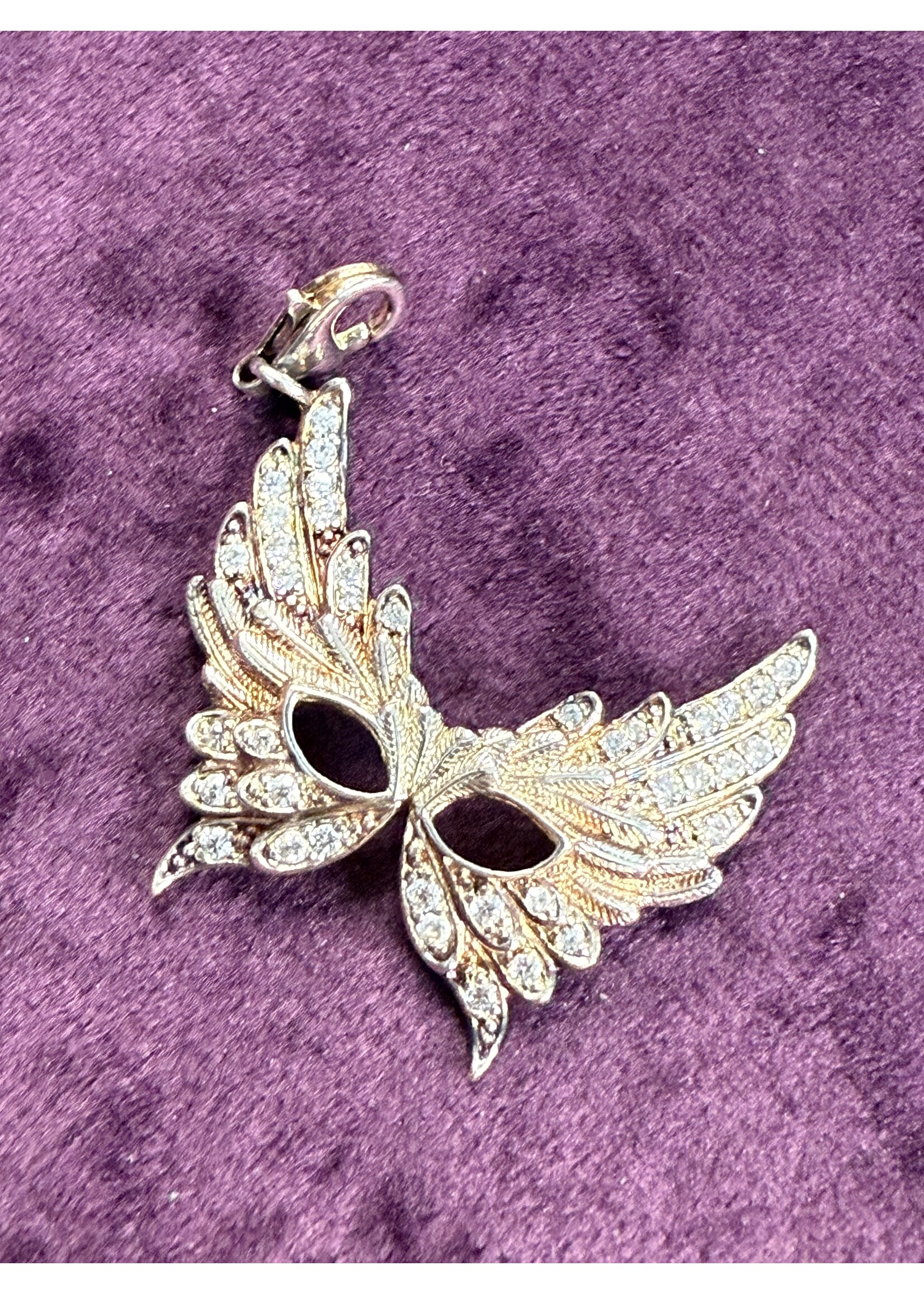 Vintage & Occasion Occasion zilveren charm masker met veren