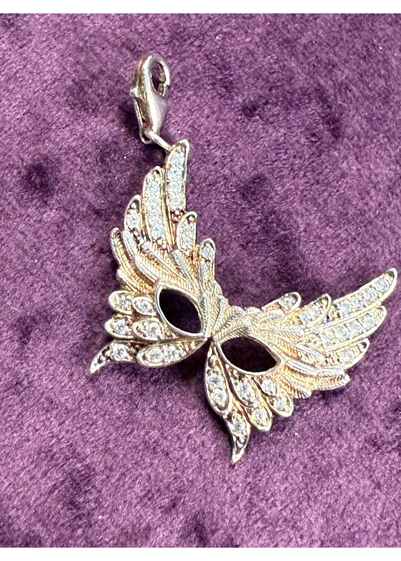 Vintage & Occasion Occasion zilveren charm masker met veren