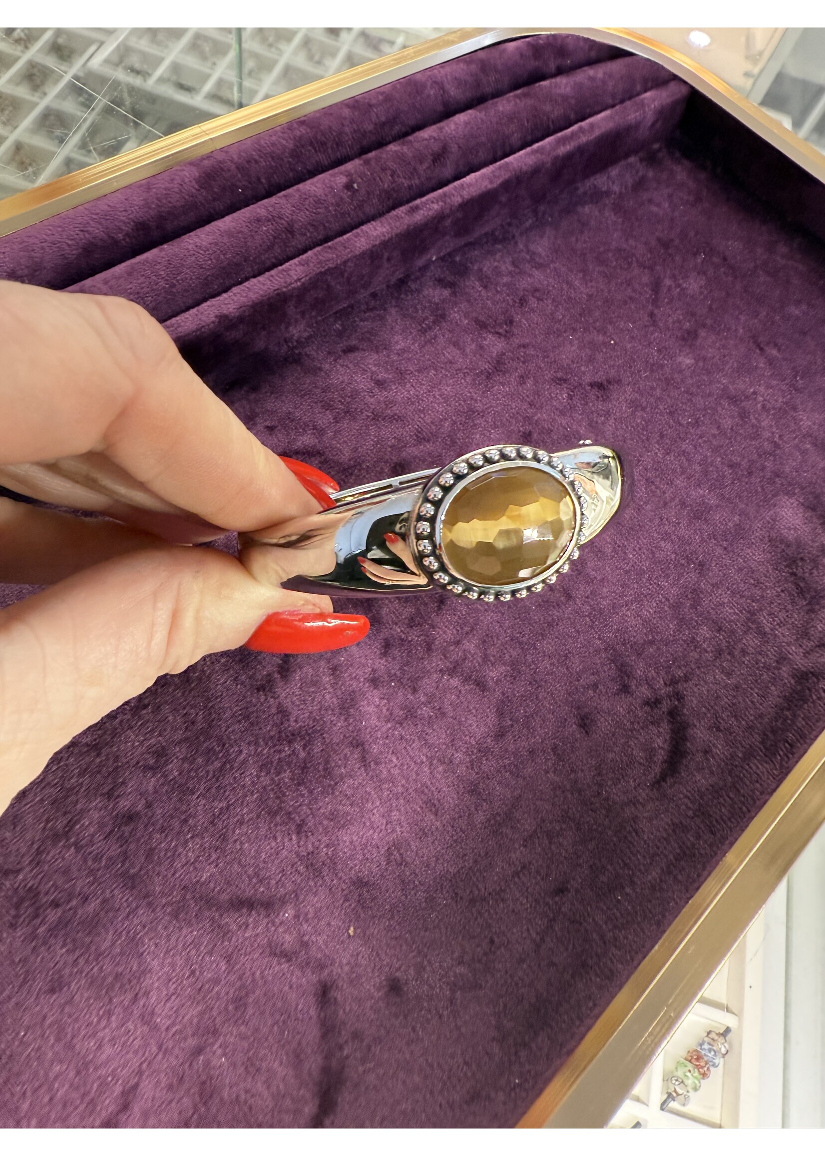 Vintage & Occasion Occasion zilveren bangle Ti Sento zilver met catseye steen