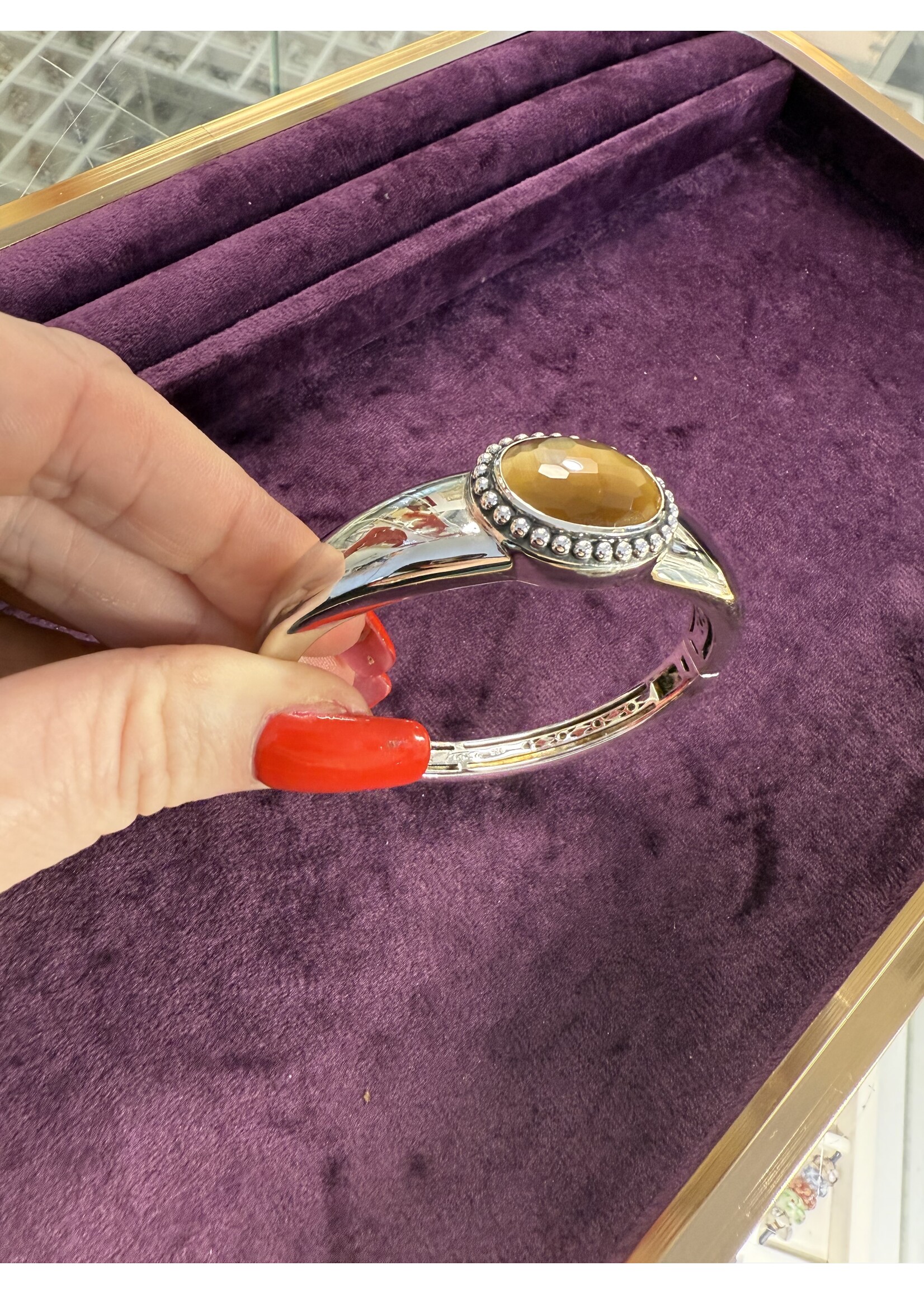 Vintage & Occasion Occasion zilveren bangle Ti Sento zilver met catseye steen