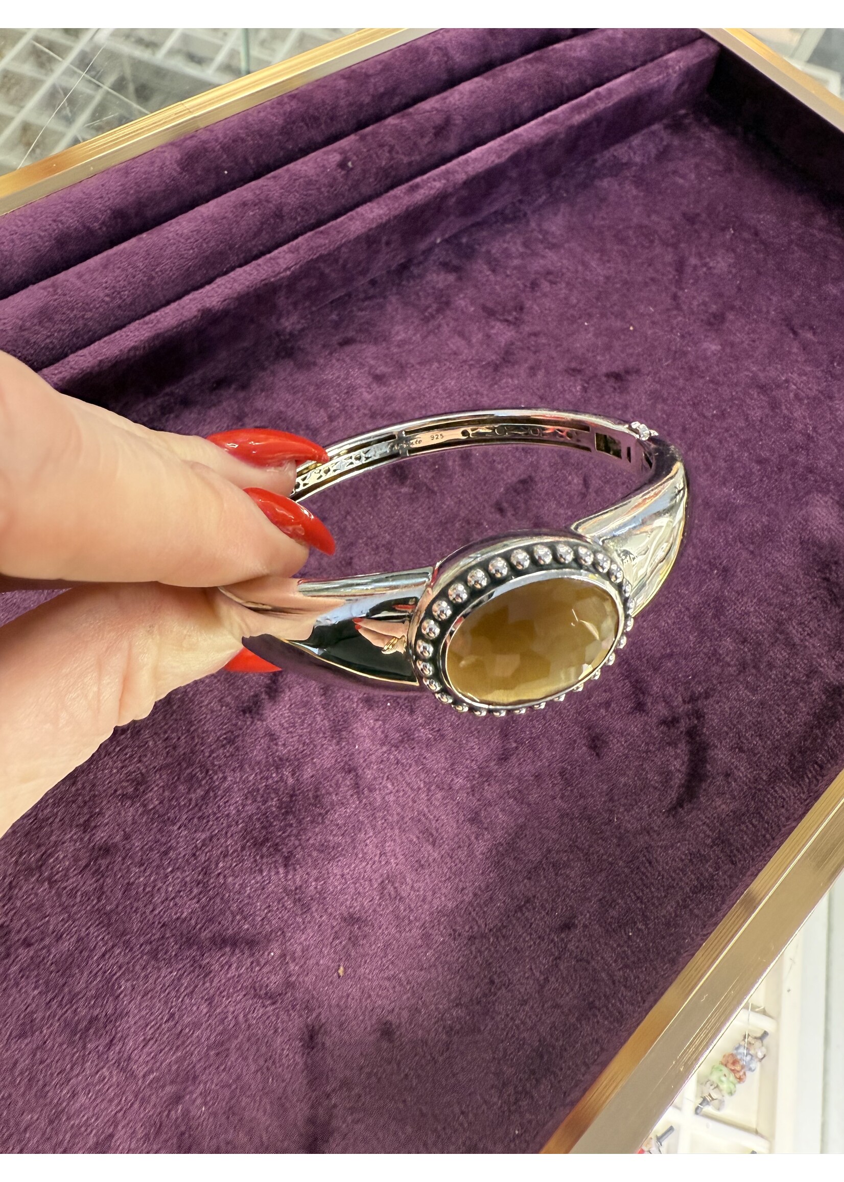 Vintage & Occasion Occasion zilveren bangle Ti Sento zilver met catseye steen