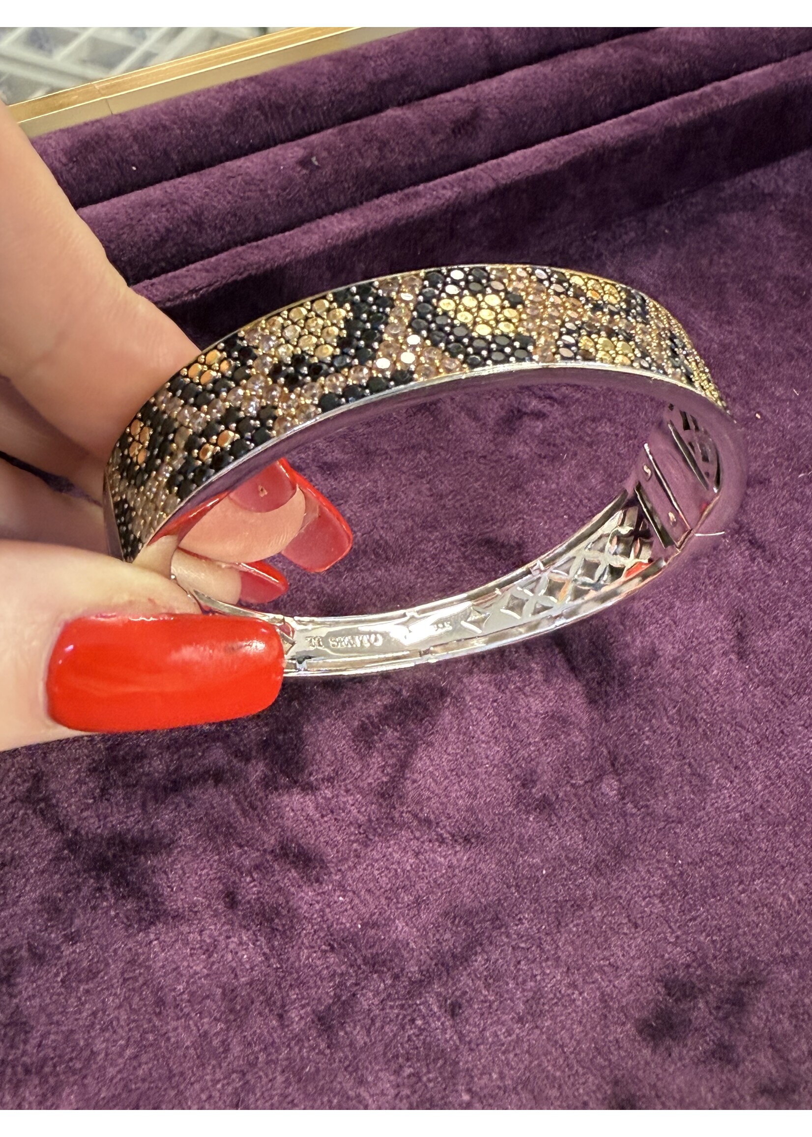 Vintage & Occasion Occasion zilveren bangle Ti Sento tijger motief