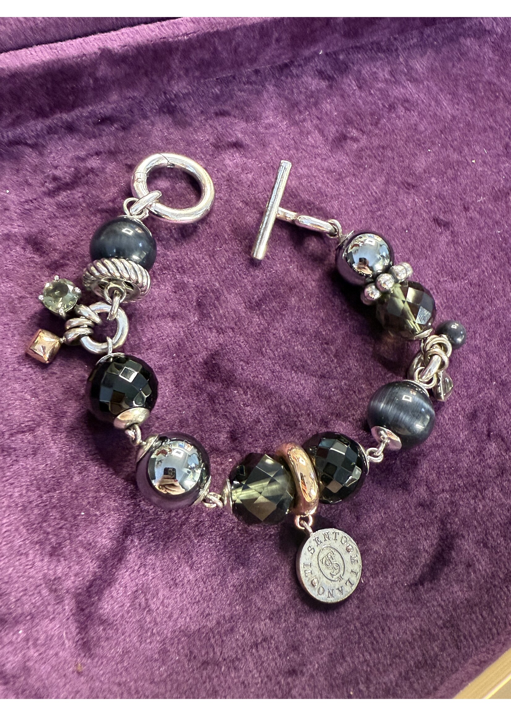 Vintage & Occasion Zilveren armband ti sento occasion met grijze