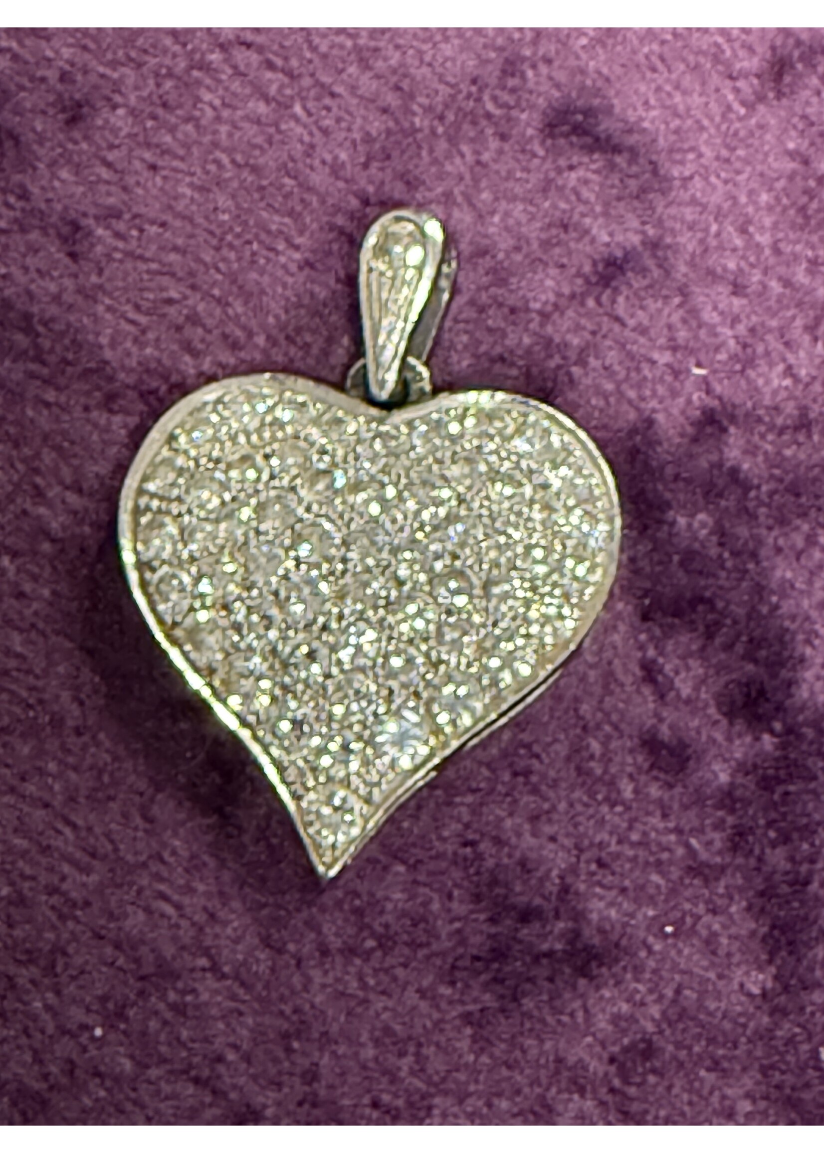 Vintage & Occasion Witgouden hanger hart 18k met pave gezet briljant