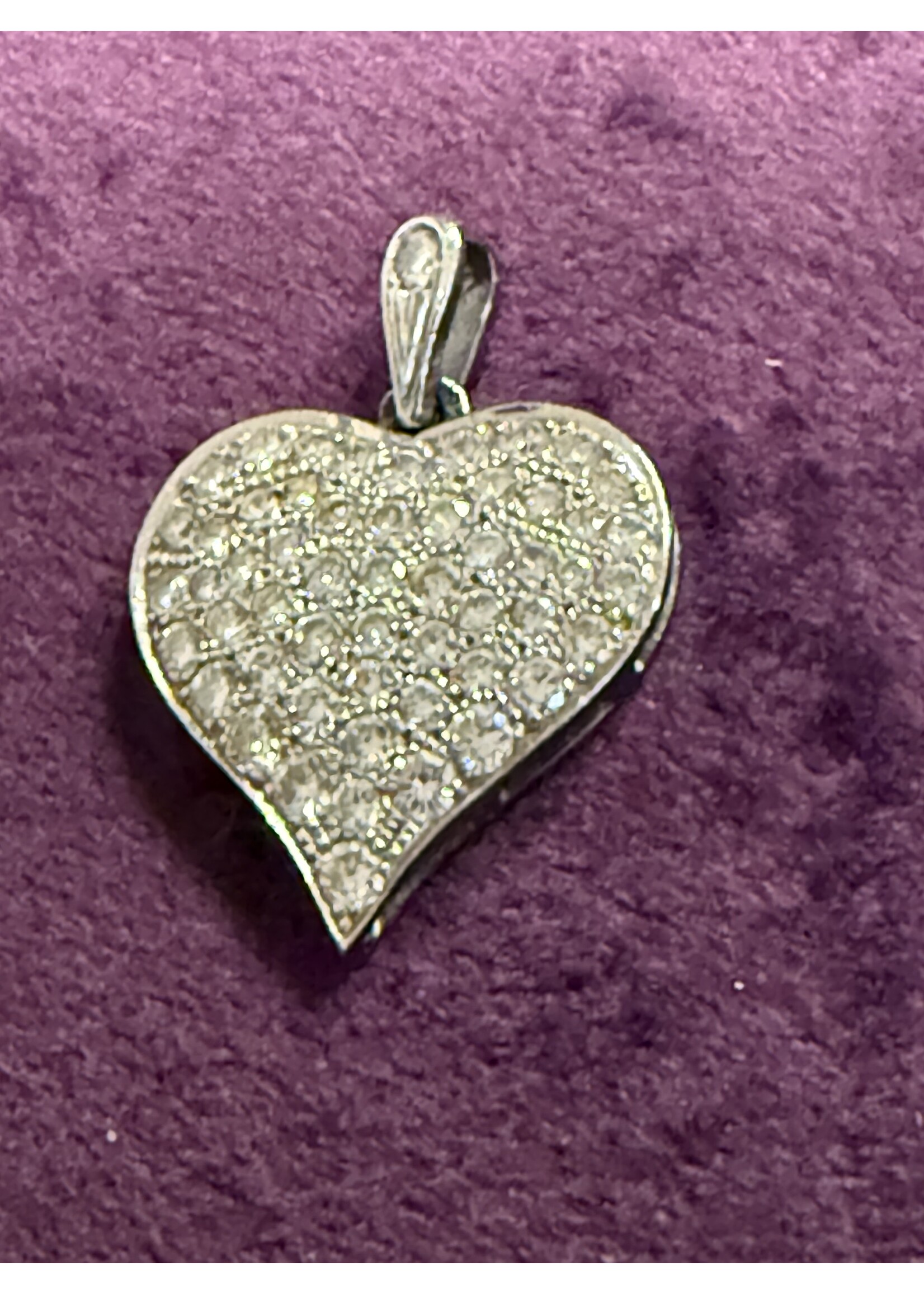 Vintage & Occasion Witgouden hanger hart 18k met pave gezet briljant