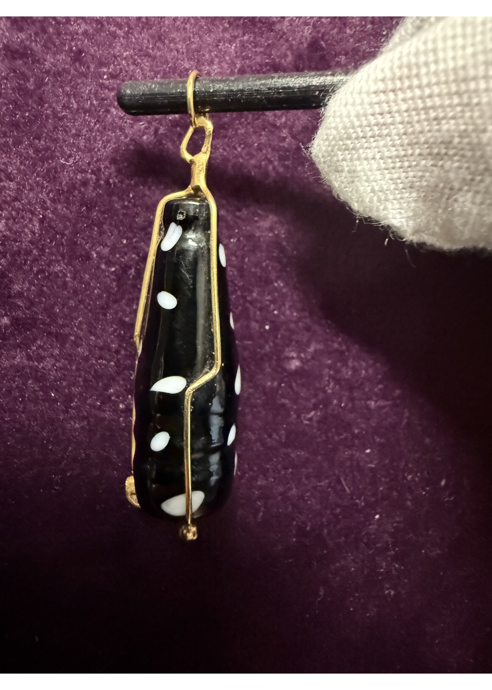 Vintage & Occasion Geelgouden hanger 18k met zwarte keramiek