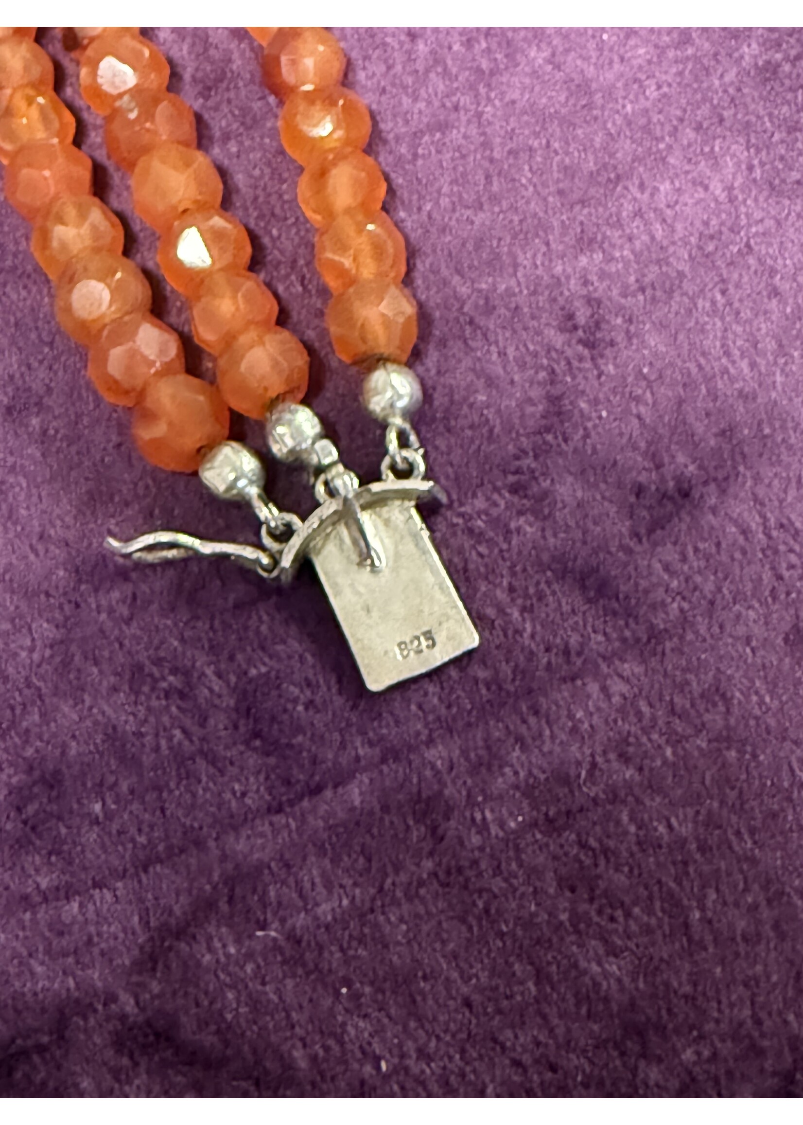 Vintage & Occasion Zilveren Zeeuws slot collier met carneol - lengte 40-45 cm