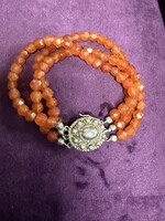 Vintage & Occasion Zilveren armband met knoopslot en carneol  - 20 cm lang