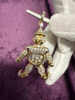 Vintage & Occasion Geelgouden 18k  hanger clown met zwevende briljant en briljanten bezet