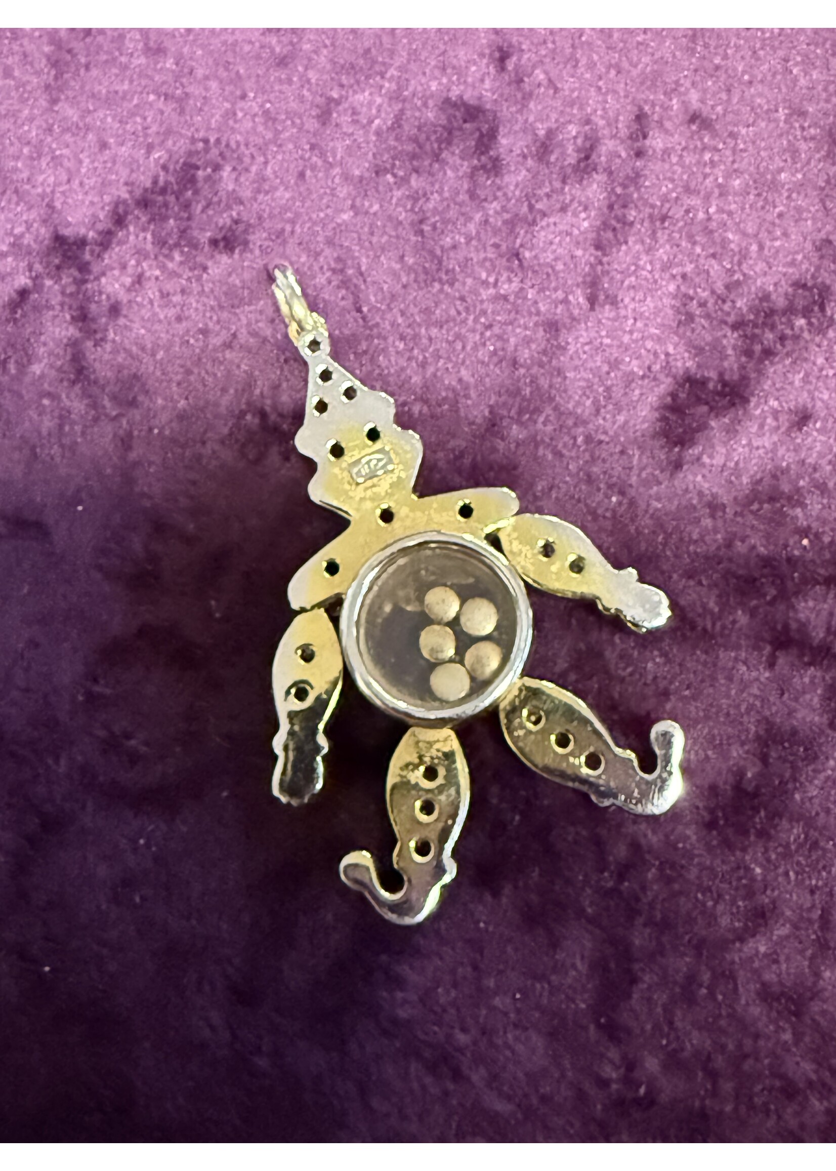 Vintage & Occasion Geelgouden 18k  hanger clown met zwevende briljant en briljanten bezet