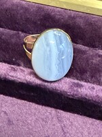 Vintage & Occasion Geelgouden ring met chaladon - maat