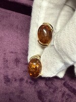 Vintage & Occasion geelgouden oorbellen met barnsteen 14k goud