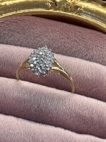Vintage & Occasion Geelgouden ring 14k met briljant geslepen in ovale rozet - maat 18.25
