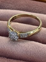 Vintage & Occasion Geelgouden ring met briljant in illusie setting - maat 18.5