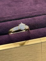 Vintage & Occasion Geelgouden ring met briljant in illusie setting - maat 18.5