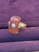 Vintage & Occasion Geelgouden ring meer carneol - maat 16.5