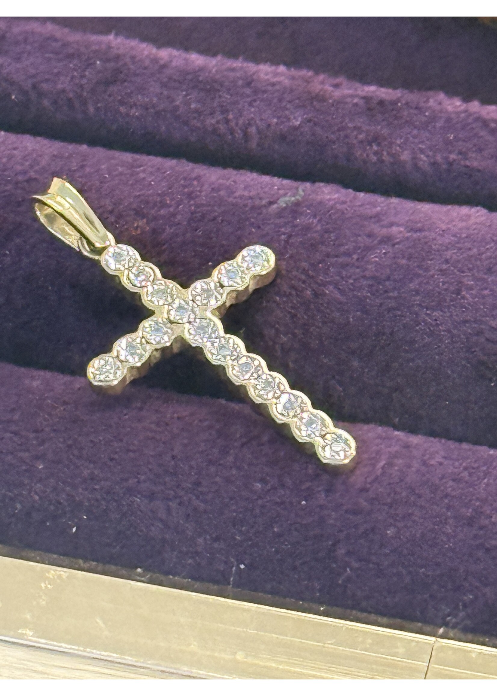 Vintage & Occasion Geelgouden 14k kruis met briljant