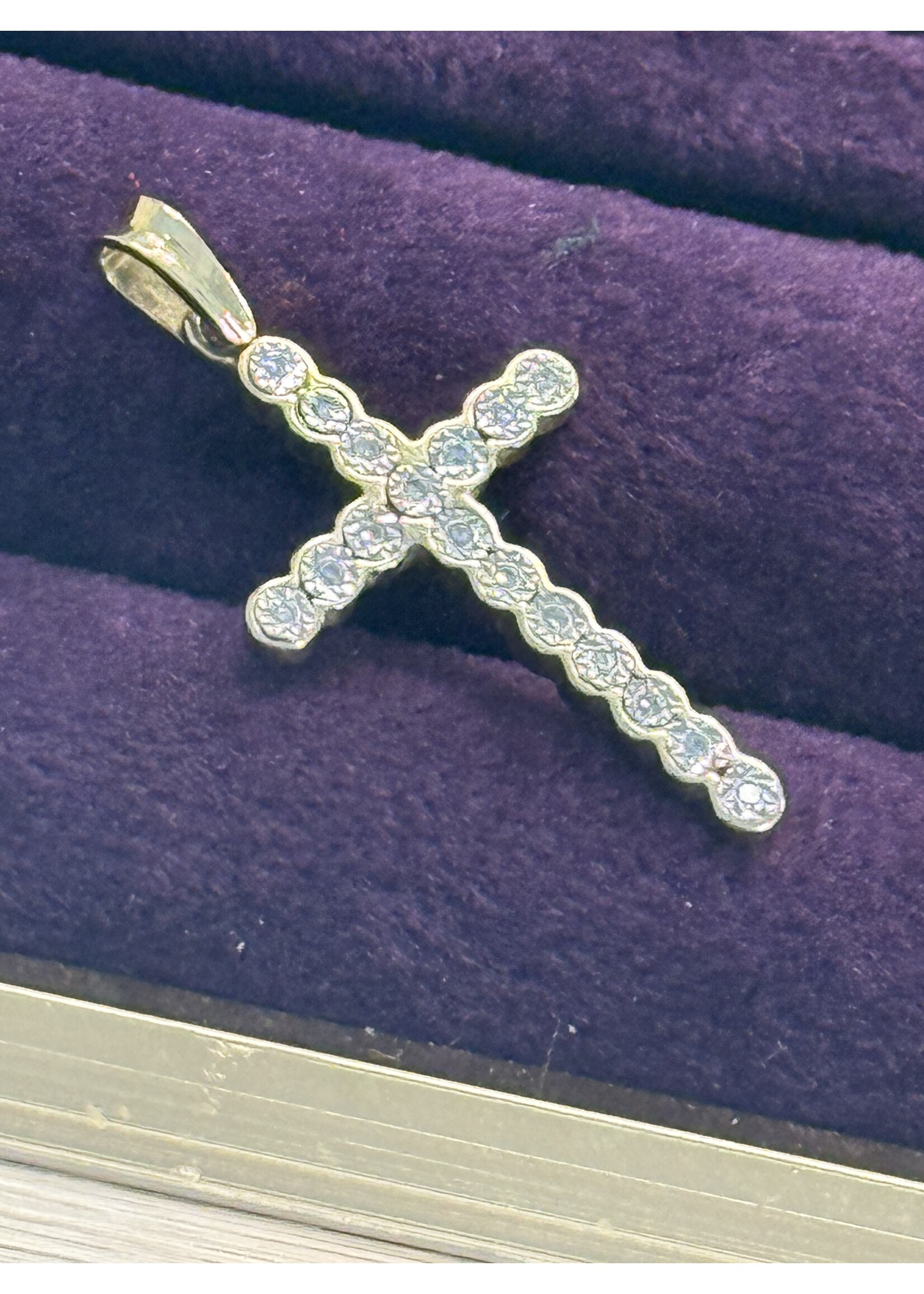 Vintage & Occasion Geelgouden 14k kruis met briljant