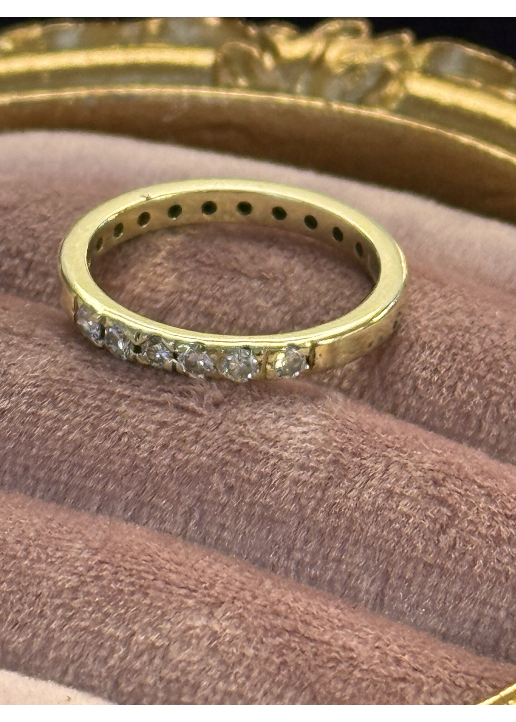 Vintage & Occasion Geelgouden  14k alliance ring met briljant - maat 16.25
