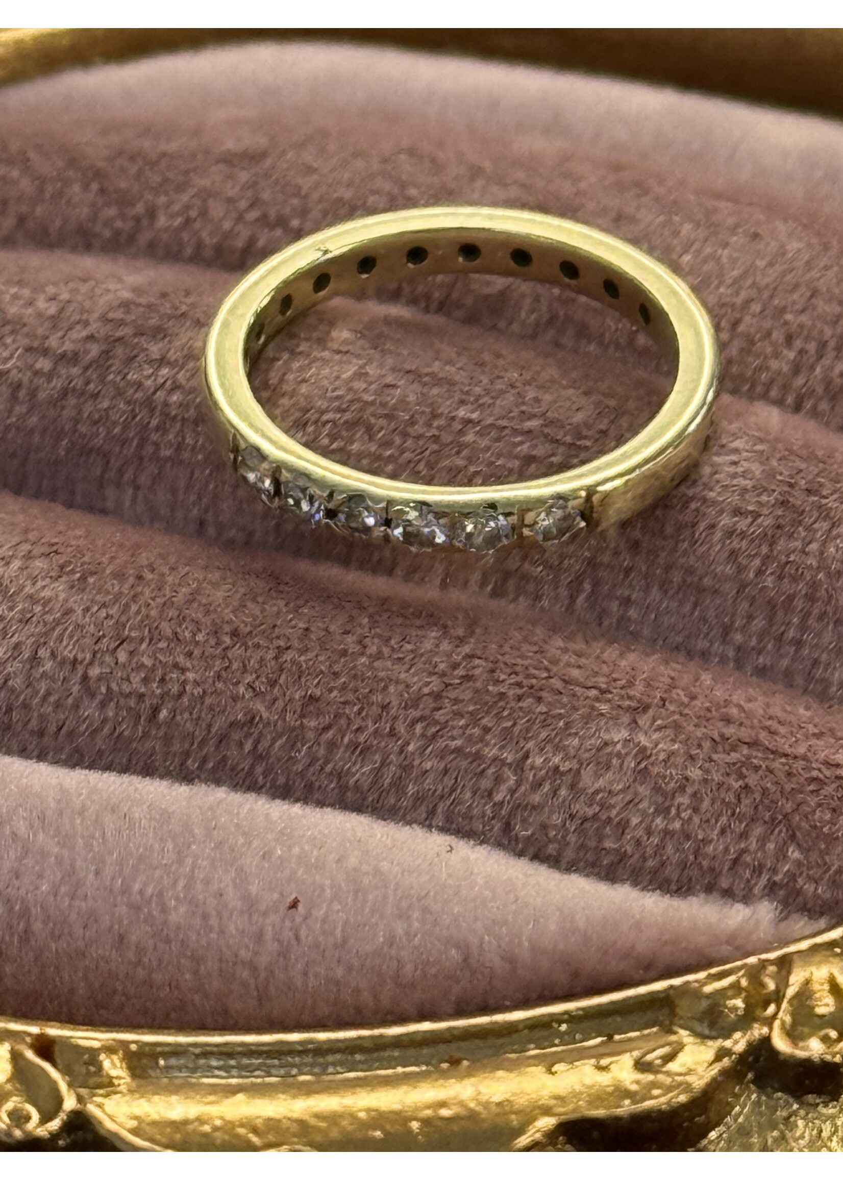 Vintage & Occasion Geelgouden  14k alliance ring met briljant - maat 16.25