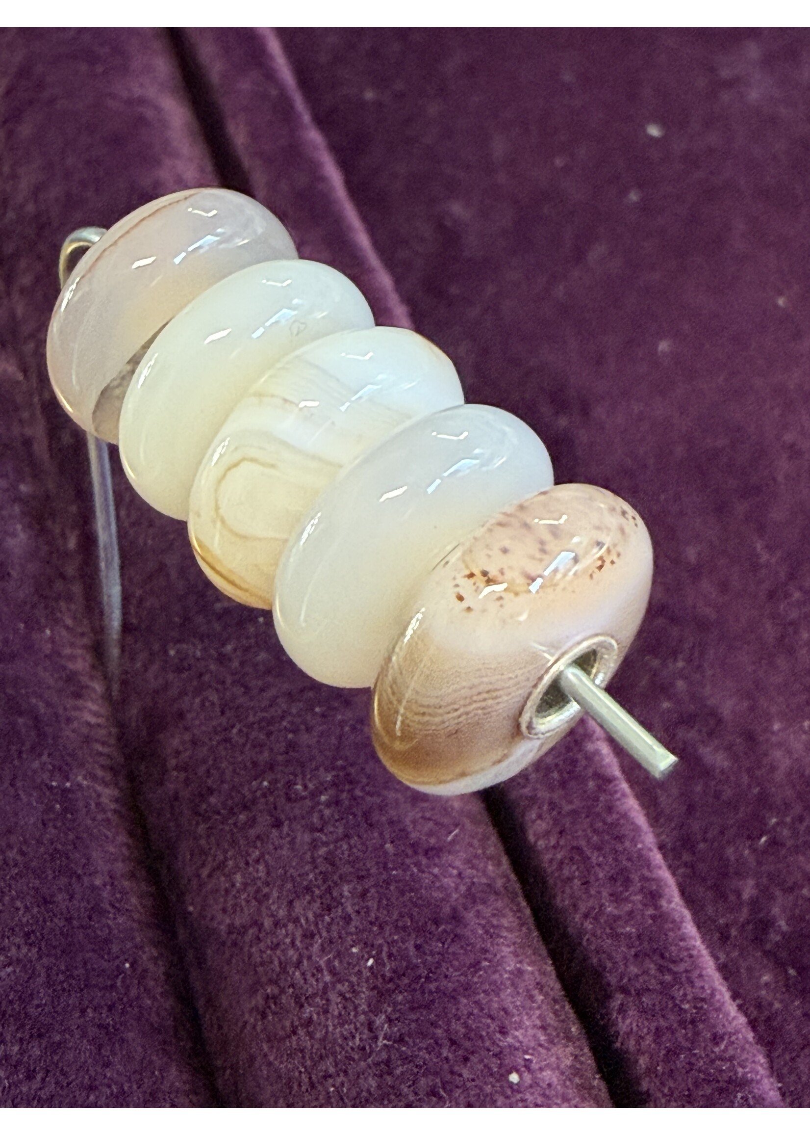 Trollbeads Trollbeads - Set Agaat natuursteen - Wit Roze Bruin