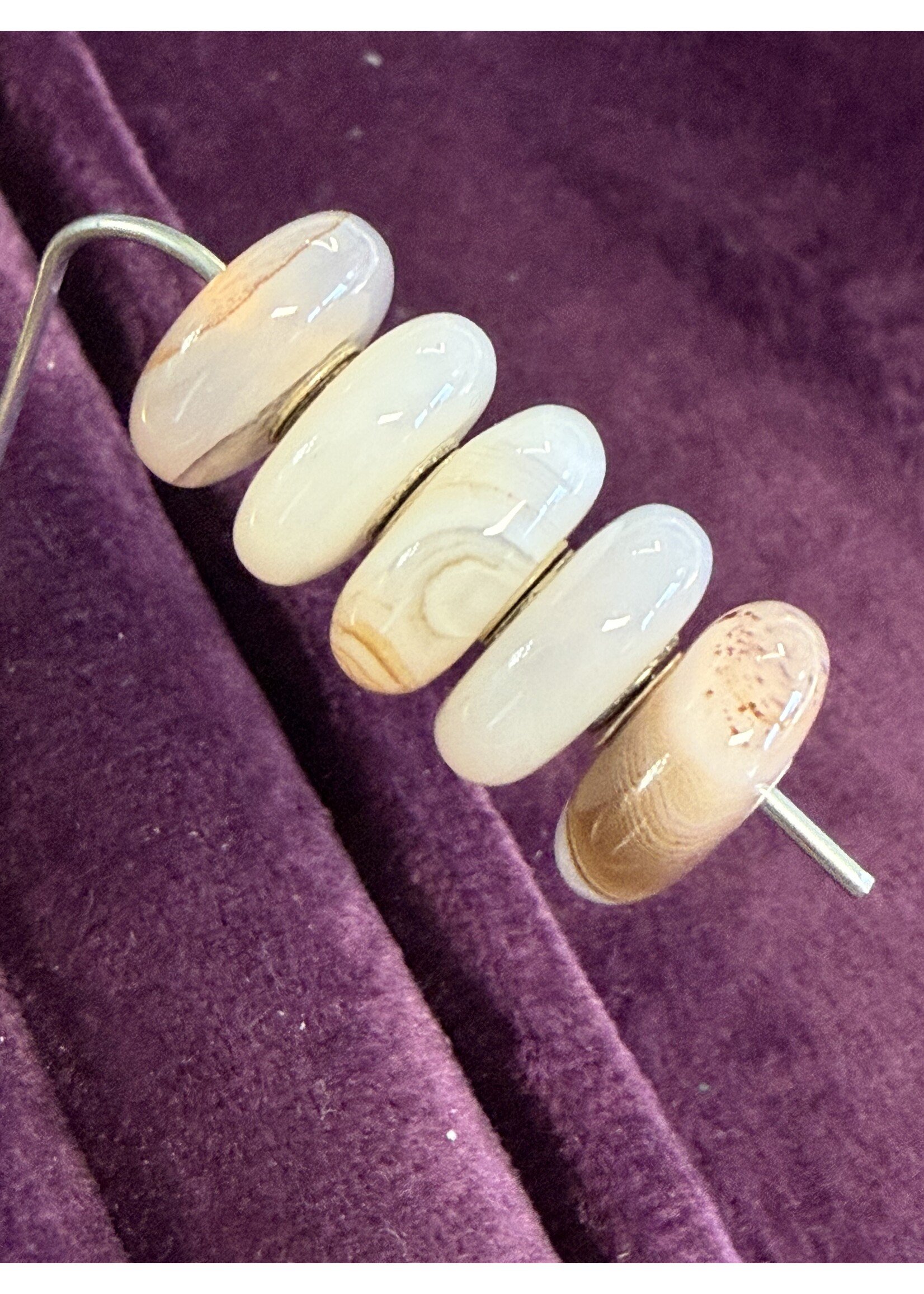 Trollbeads Trollbeads - Set Agaat natuursteen - Wit Roze Bruin