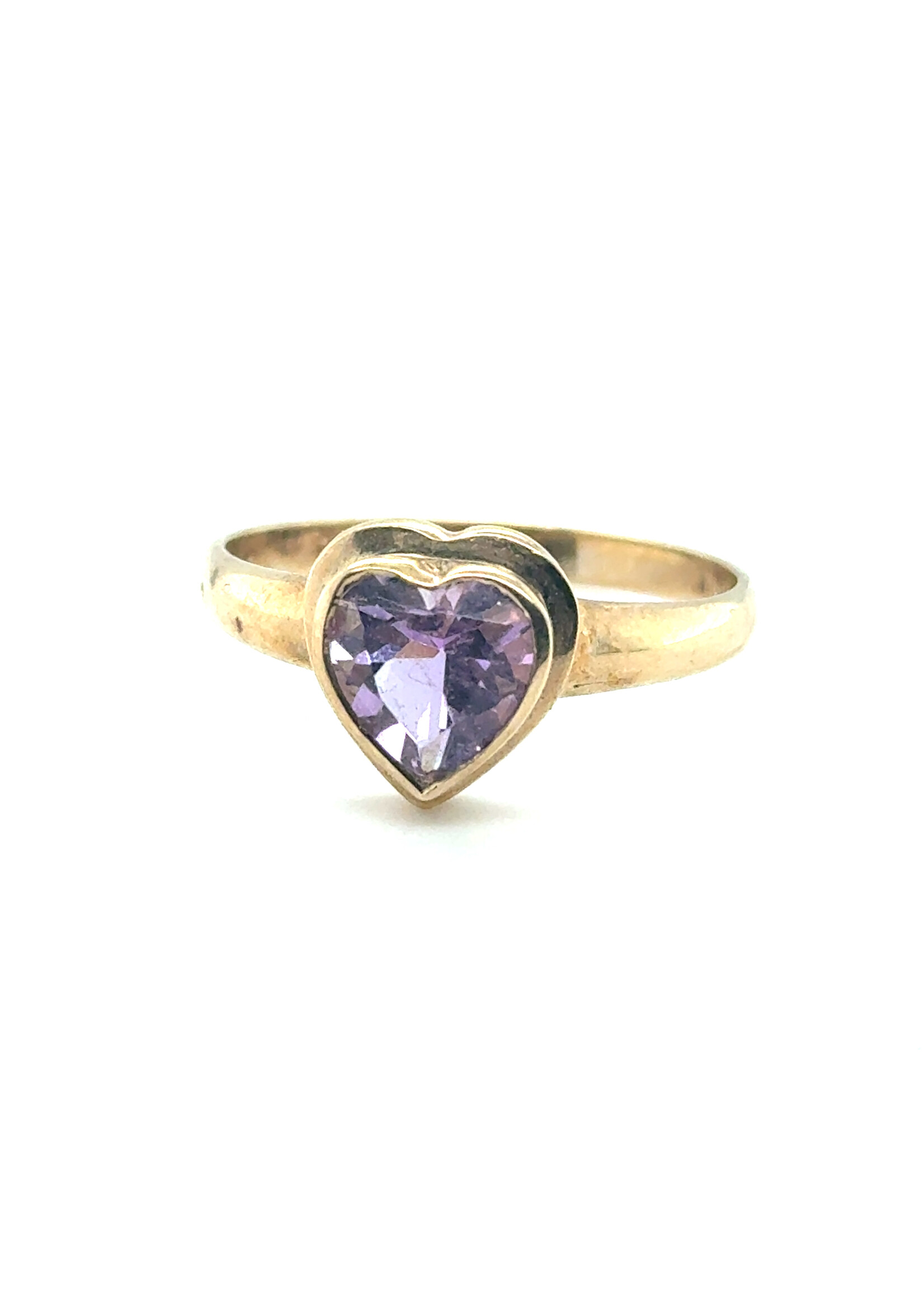 Vintage & Occasion Geelgouden ring met paarse edelsteen - maat 21