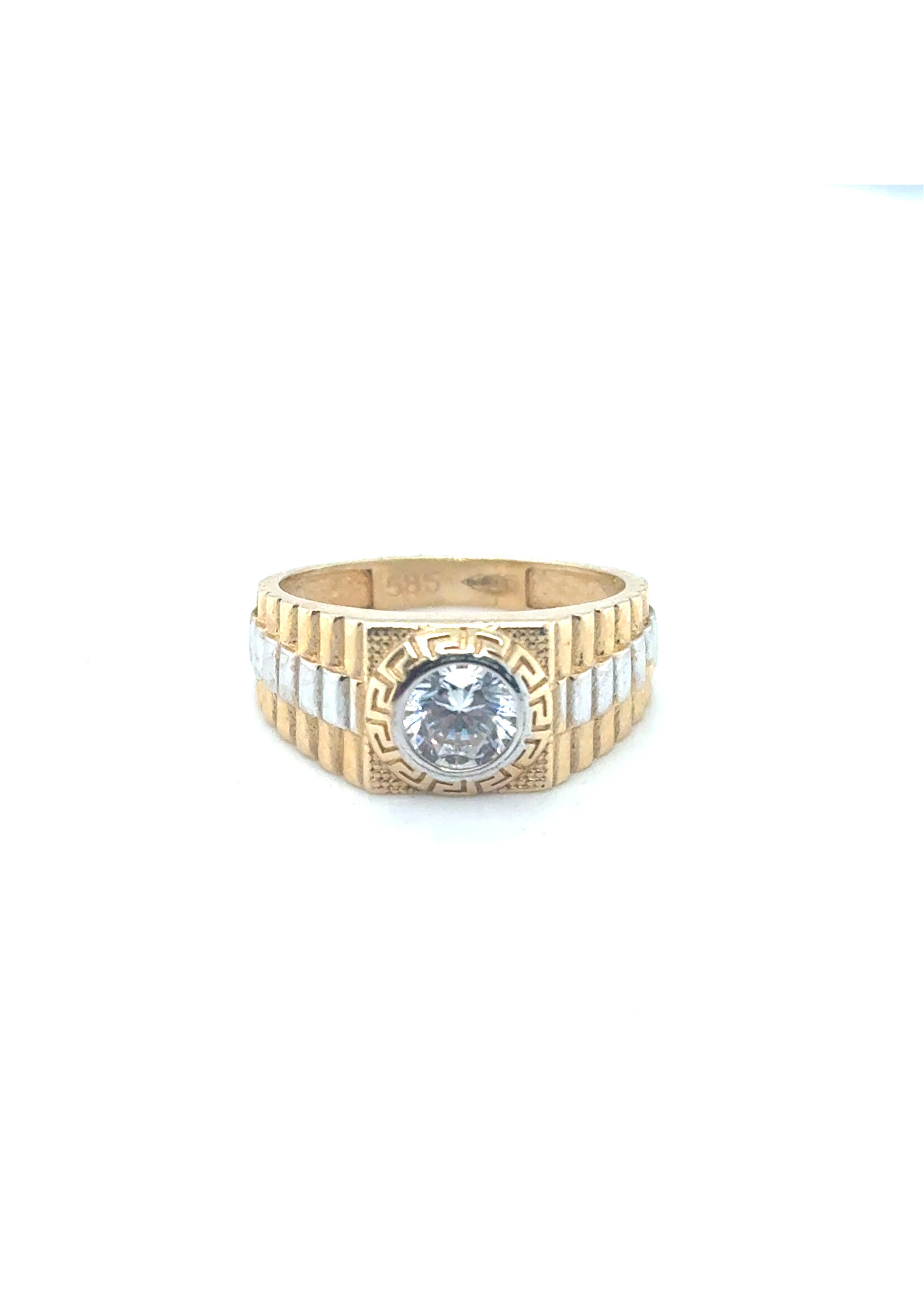 Vintage & Occasion Biclor  zegelring model met zirkonia - maat
