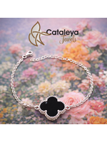 Cataleya jewels Zilveren armband met klaver van geluk- lengte  18 - 20cm