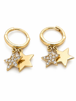 Vintage & Occasion 14 karaat geelgouden creolen met sterren en zirkonia