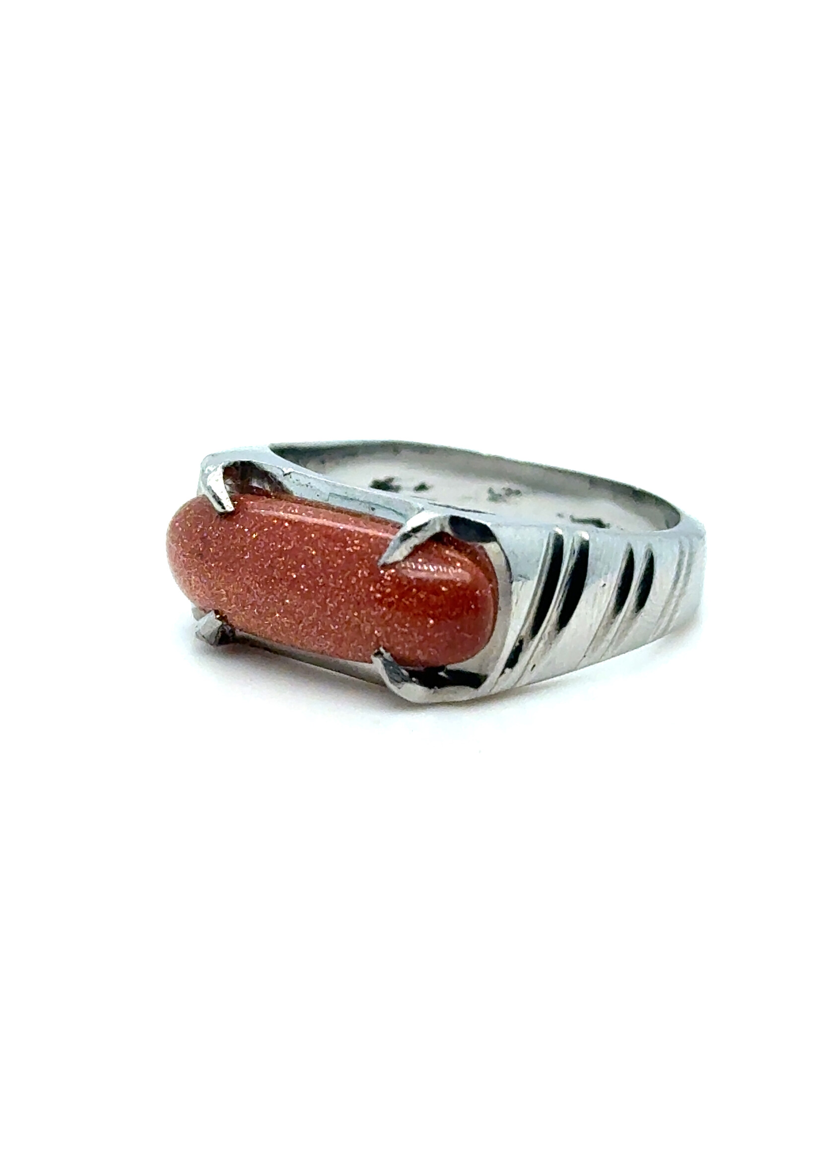 Vintage & Occasion Zilveren vintage zegelring met goudsteen - maat 18