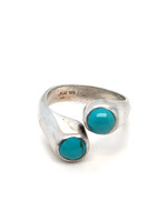 Vintage & Occasion Zilveren vintage slag ring met turkoois - maat 16.5