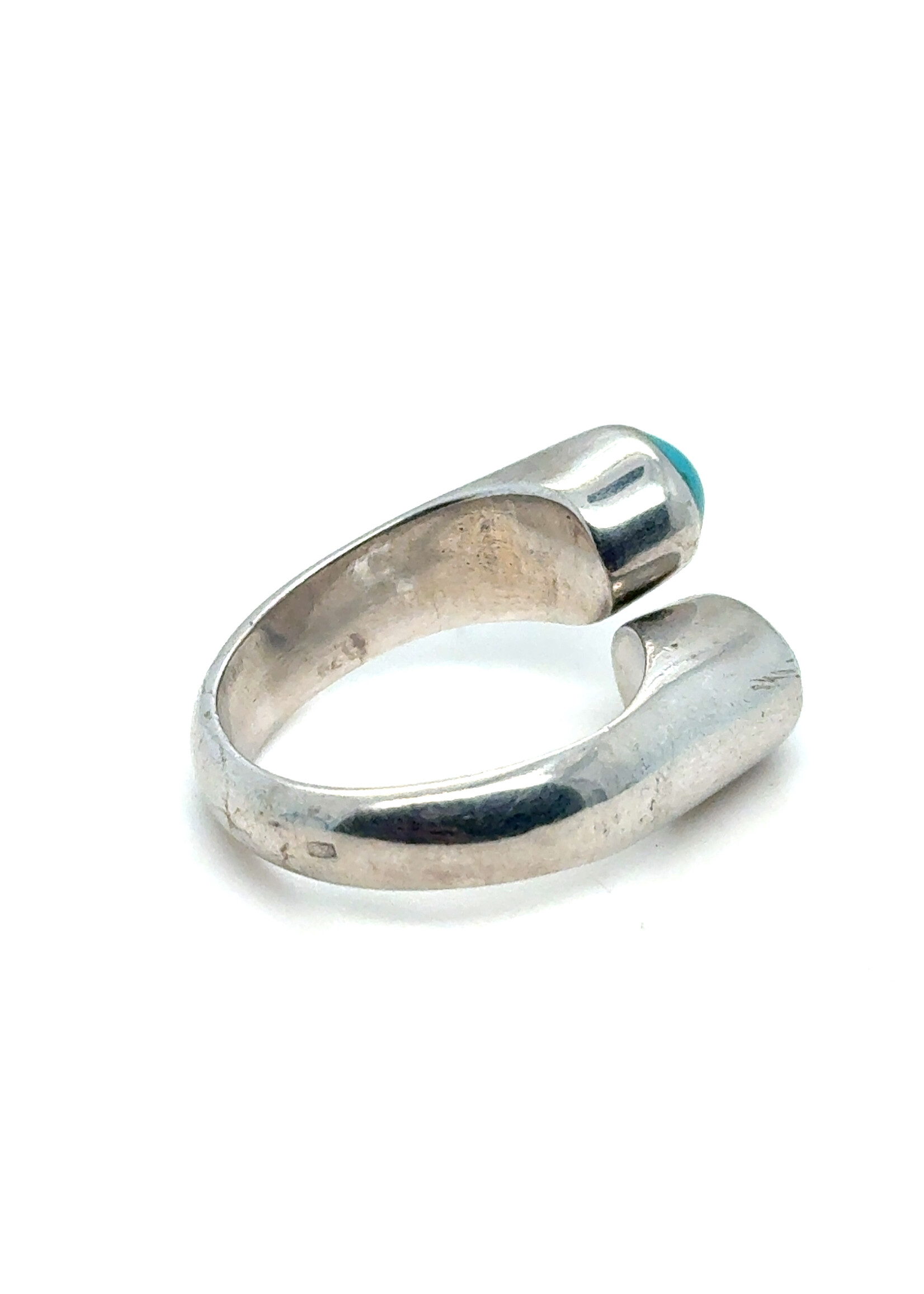 Vintage & Occasion Zilveren vintage slag ring met turkoois - maat 16.5