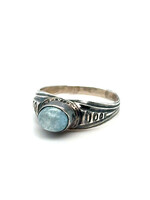 Vintage & Occasion Zilveren vintage ring met blauwe aquamarijn edelsteen - maat 19