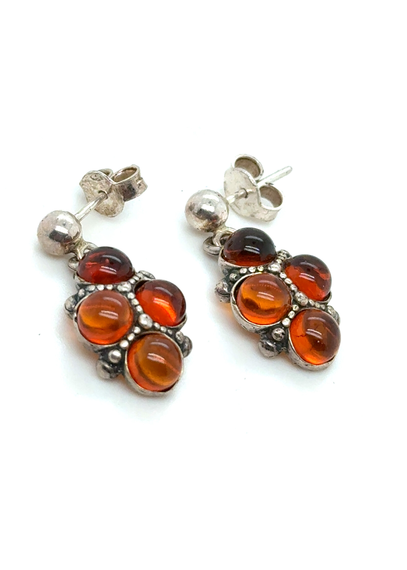 Vintage & Occasion Zilveren oorhangers mer oranje edelstenen