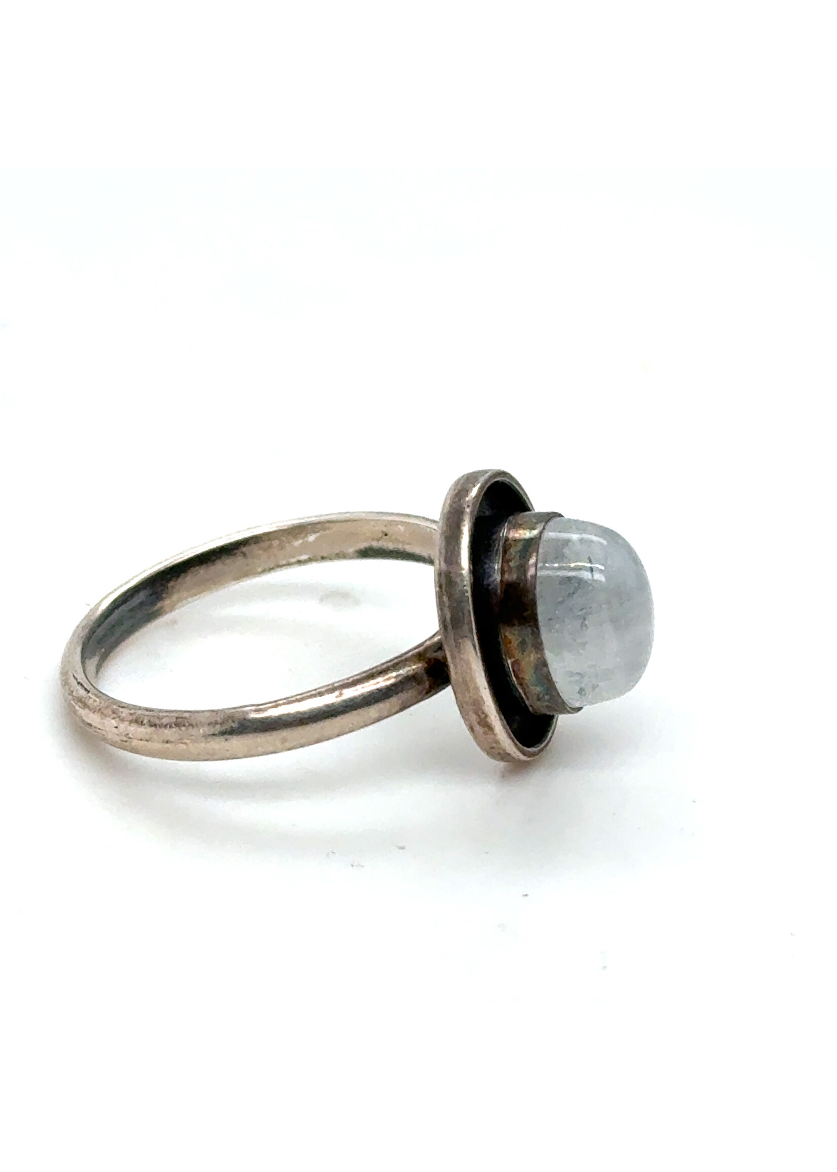 Zilveren vintage ring met maansteen - maat 18