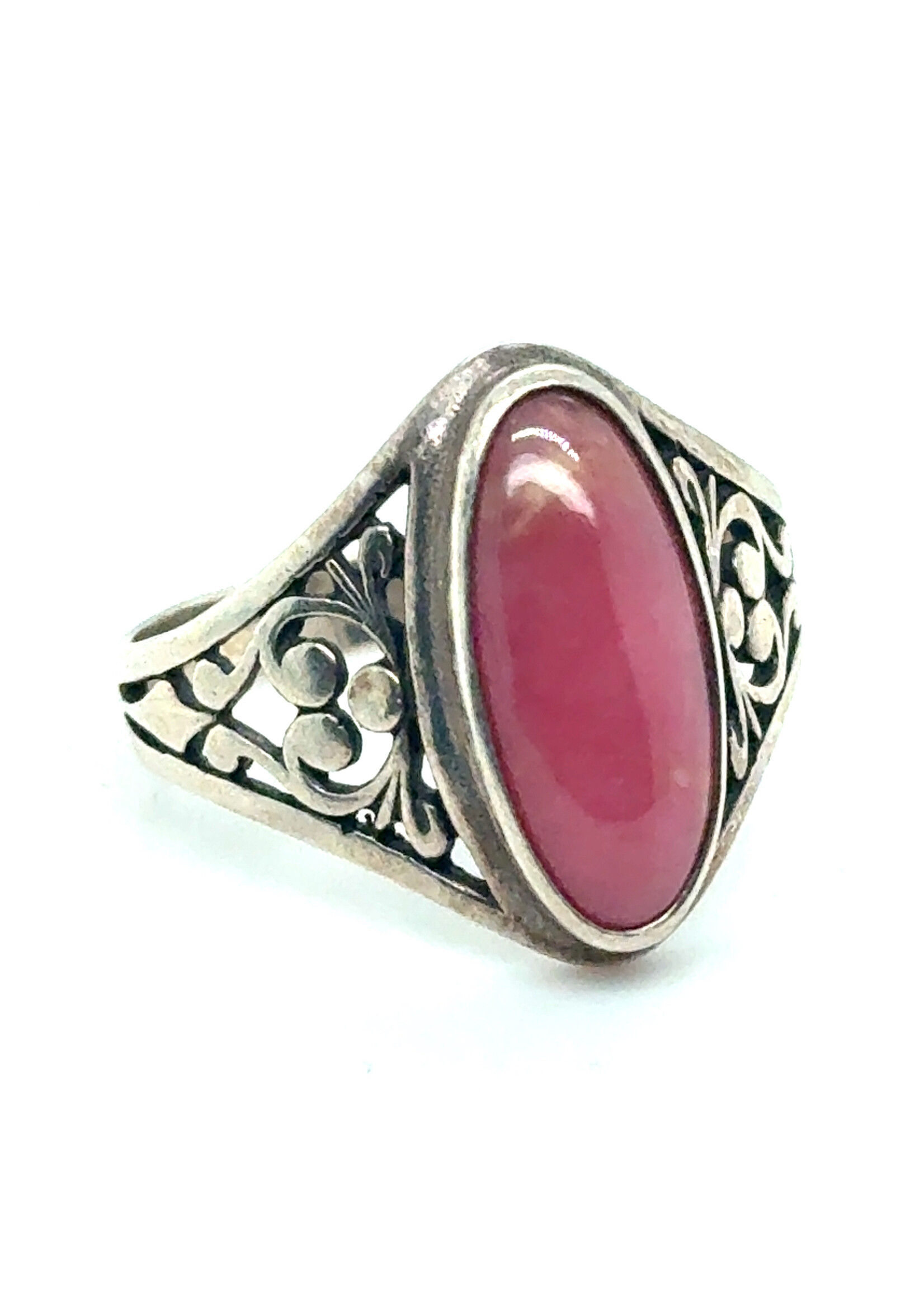 Vintage & Occasion Zilveren ring met roze edelsteen - maat 17.5