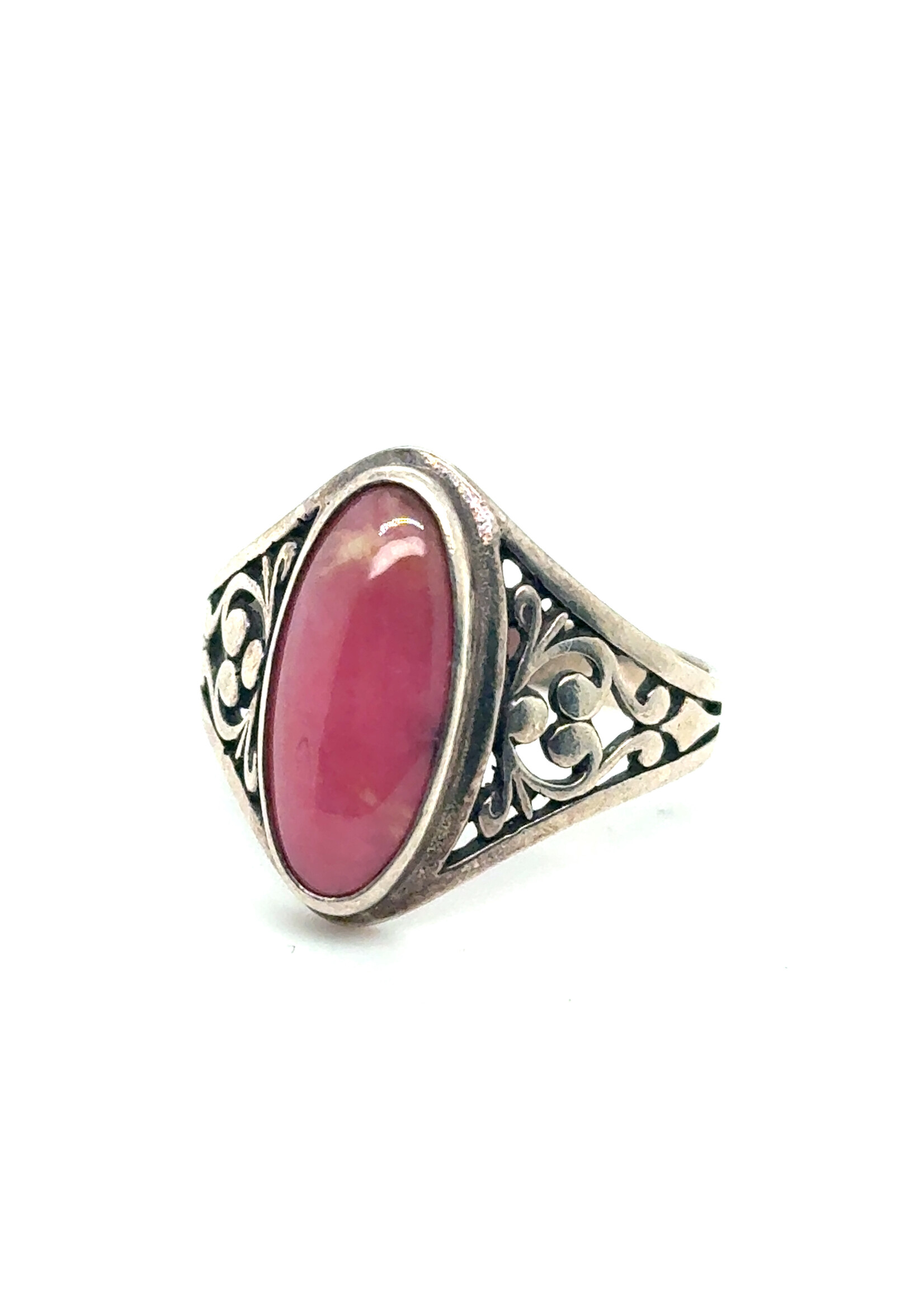 Vintage & Occasion Zilveren ring met roze edelsteen - maat 17.5