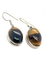 Vintage & Occasion Zilveren oorhangers occasion met tijgeroog