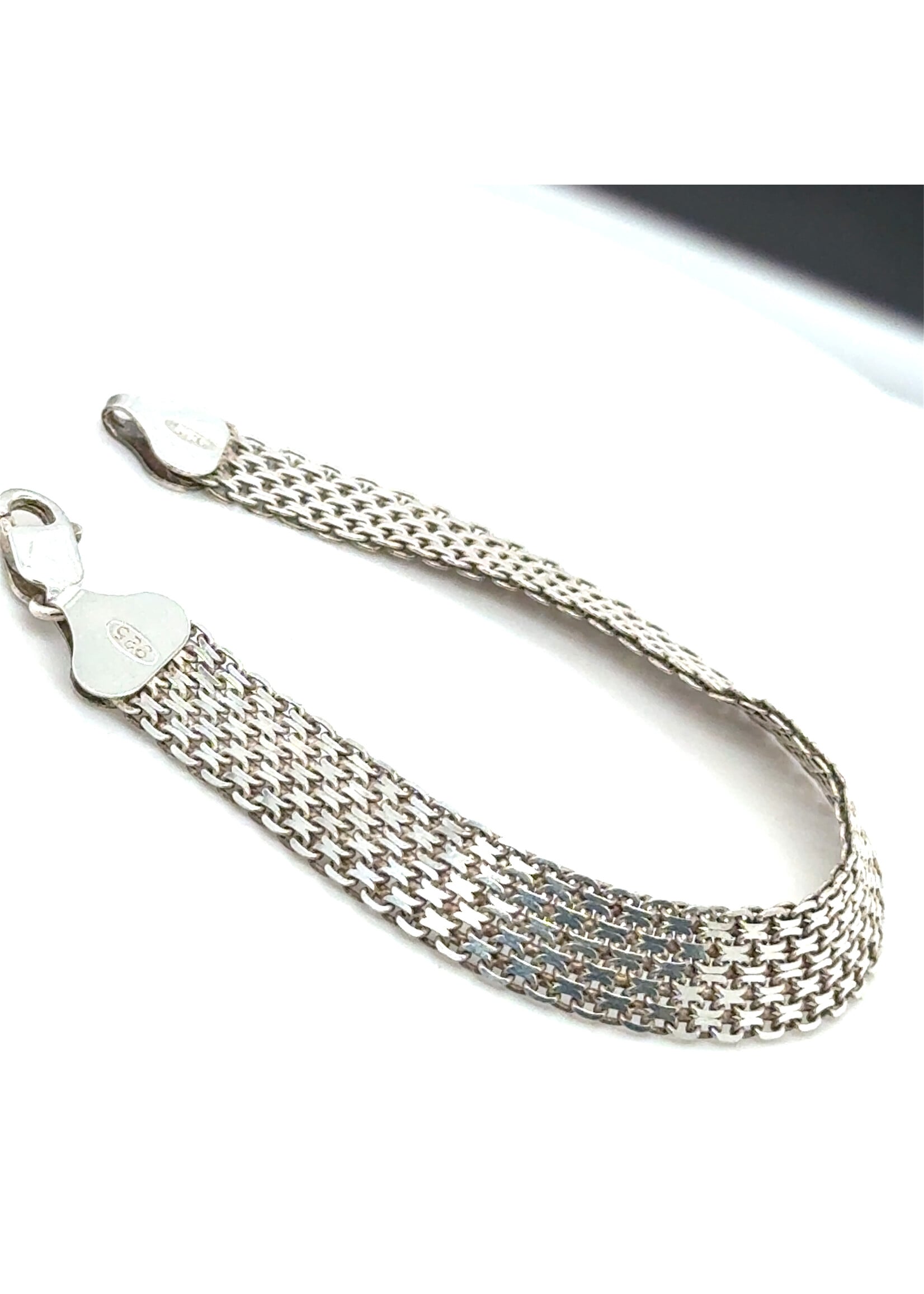 Vintage & Occasion Zilveren occasion gevlochten armband -18.5 cm