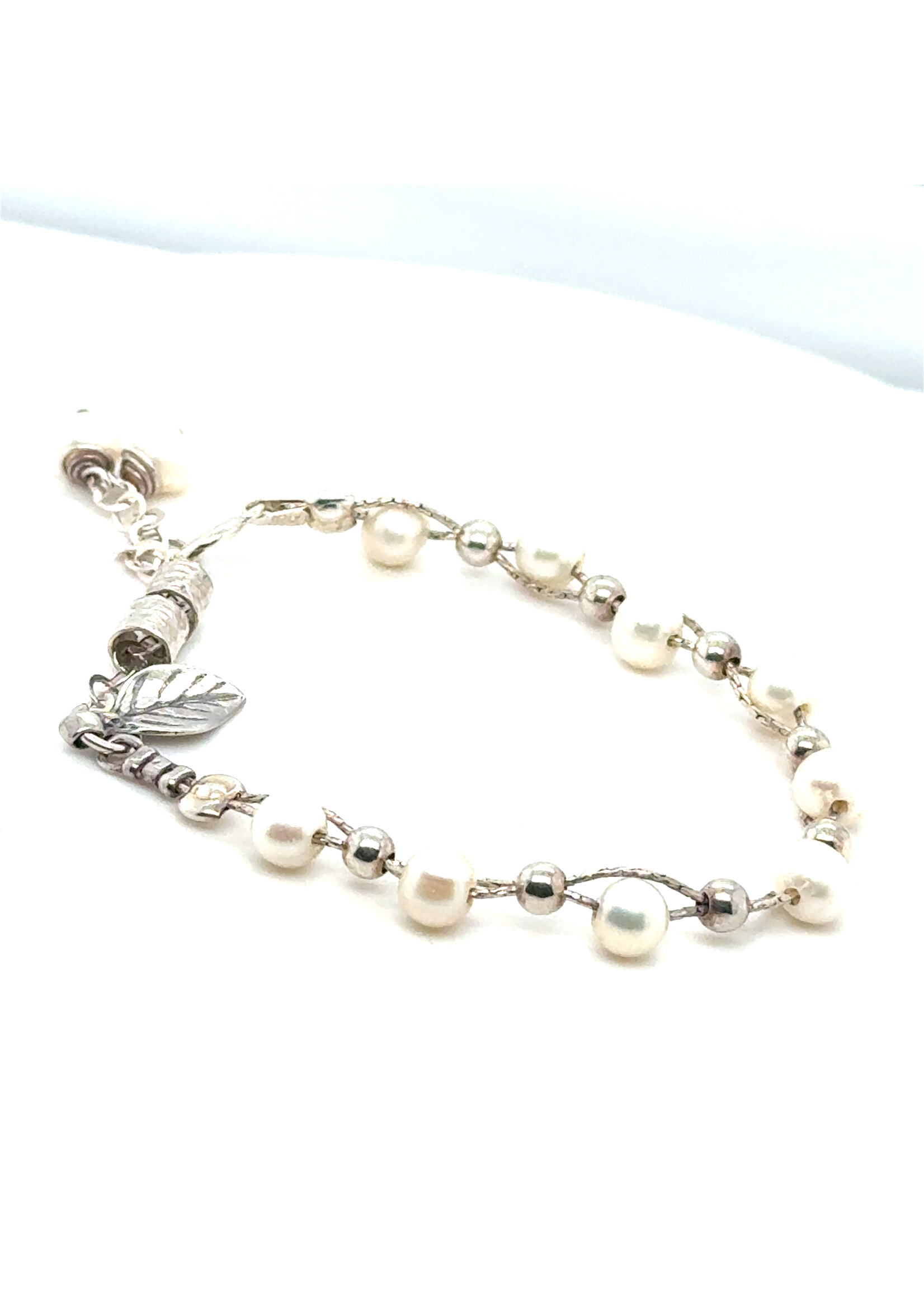 Vintage & Occasion Zilveren armband occasion 925 met parels - lengte 18 cm