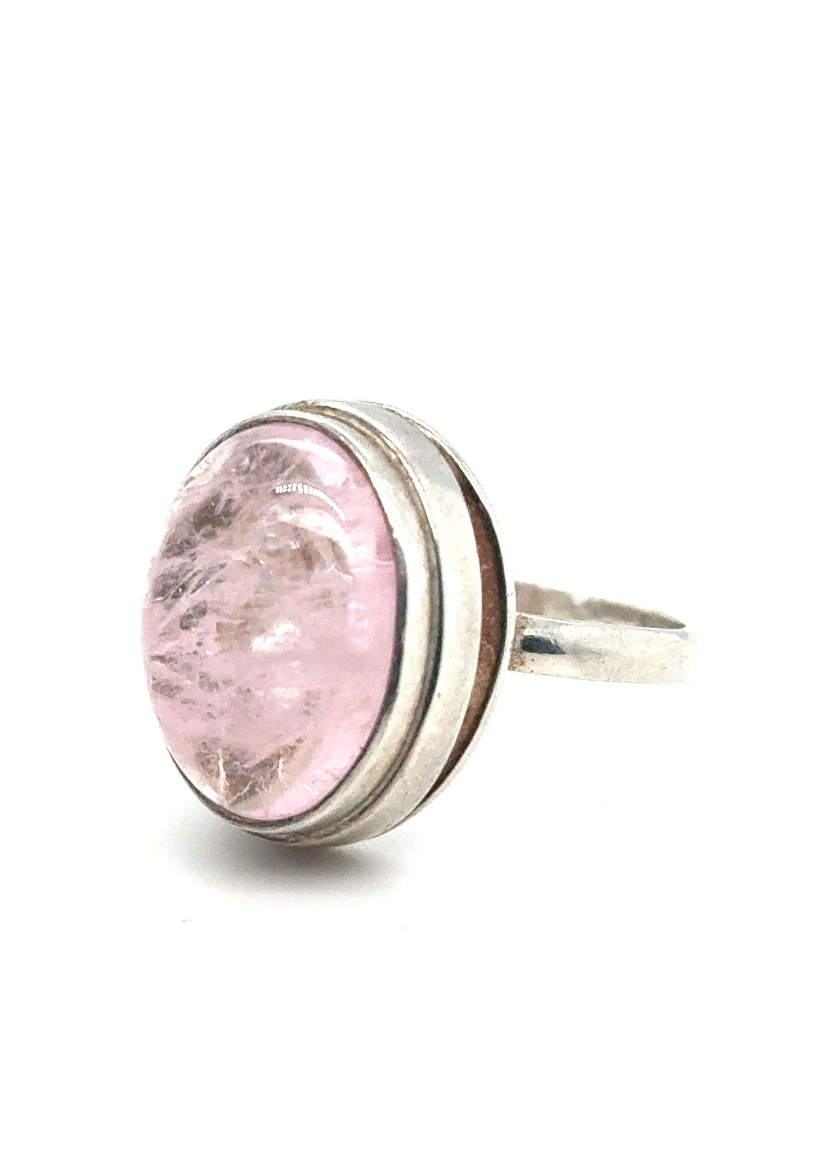 Vintage & Occasion Zilveren ring met rozenkwarts edelsteen - maat 19