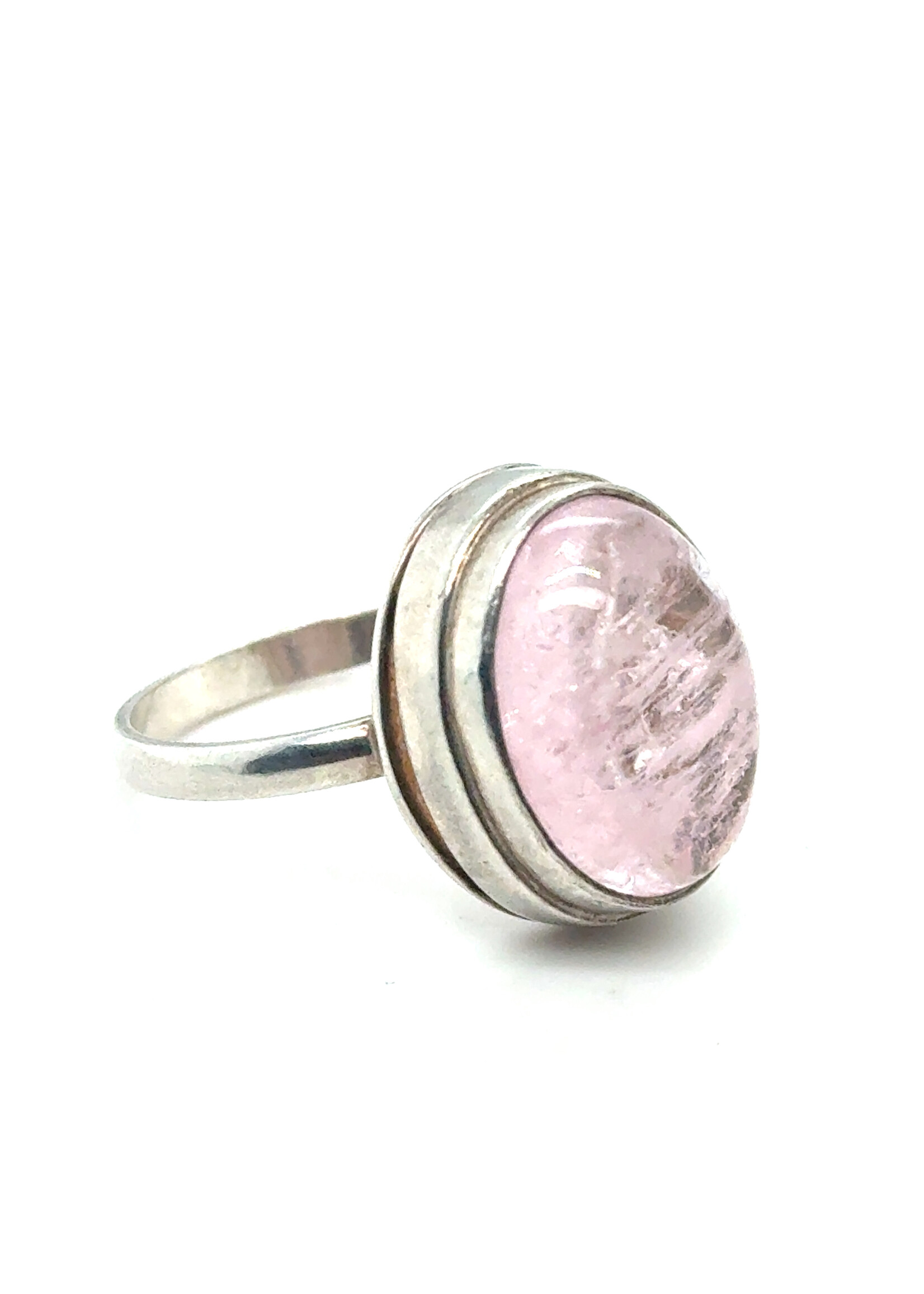 Vintage & Occasion Zilveren ring met rozenkwarts edelsteen - maat 19