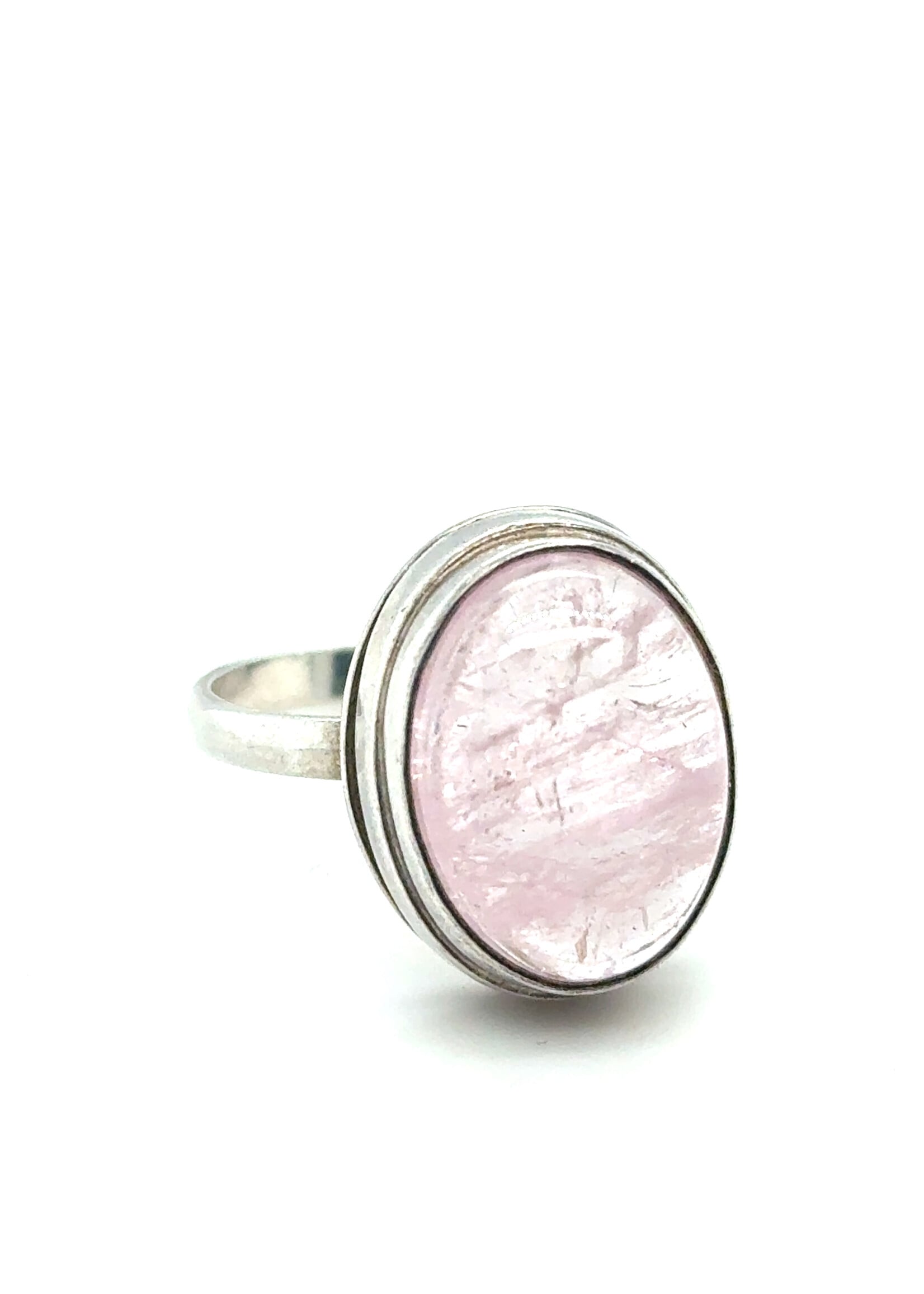 Vintage & Occasion Zilveren ring met rozenkwarts edelsteen - maat 19
