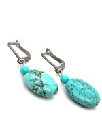 Vintage & Occasion Zilveren oorhangers met turkoois