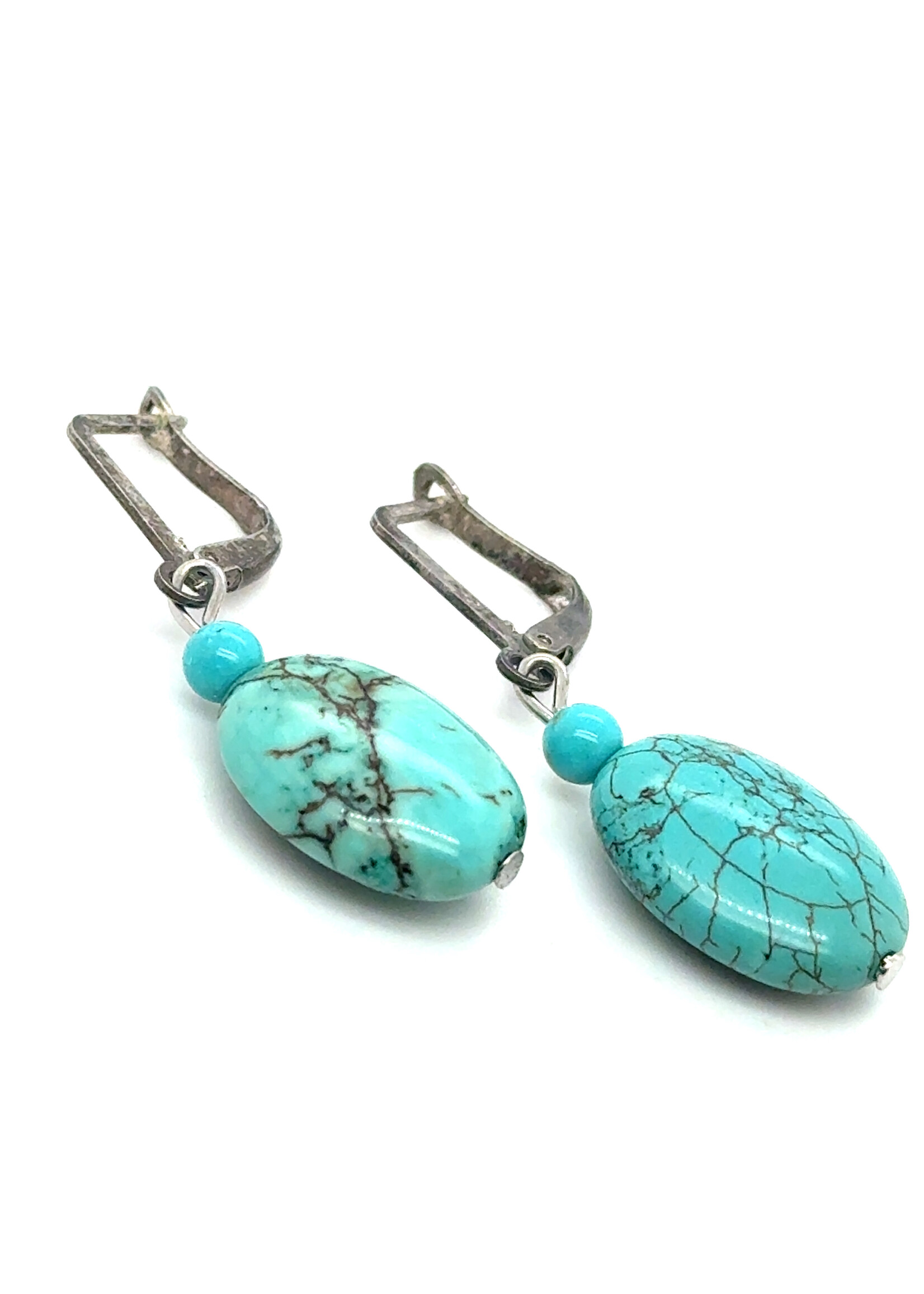 Vintage & Occasion Zilveren oorhangers met turkoois