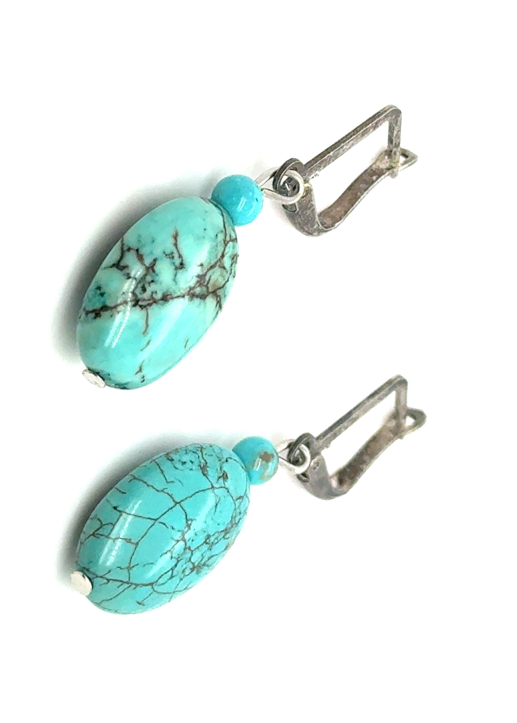 Vintage & Occasion Zilveren oorhangers met turkoois
