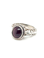 Vintage & Occasion Zilveren antieke robuuste ring met granaat - maat 17.5