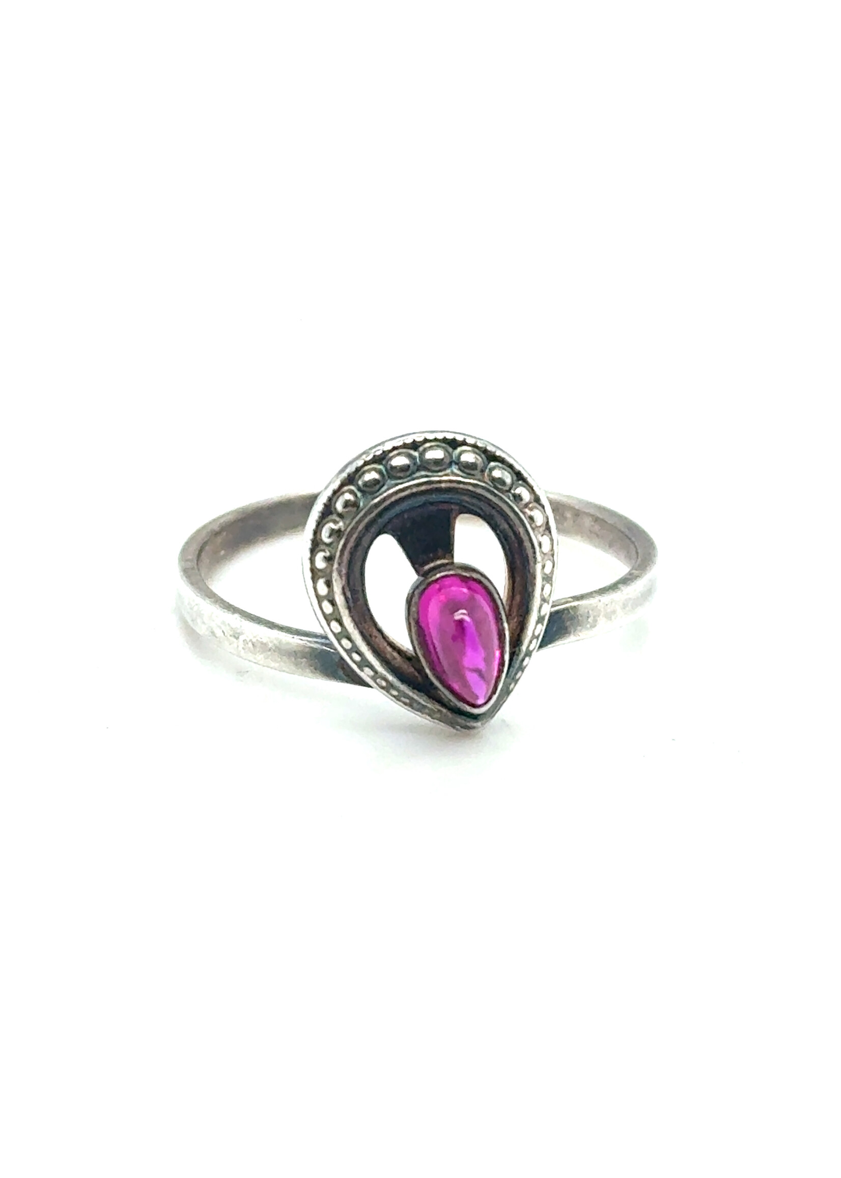 Vintage & Occasion Zilveren ring met roze edelsteen -  maat 18.5