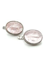 Vintage & Occasion Zilveren oorbellen met roos kwarts